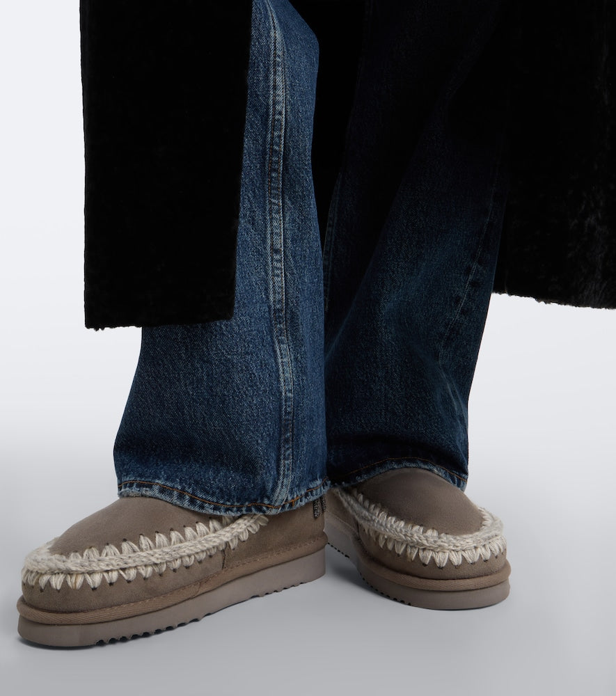 Grey Mou 18 shearling-lined suede ankle boots - Flat Boots