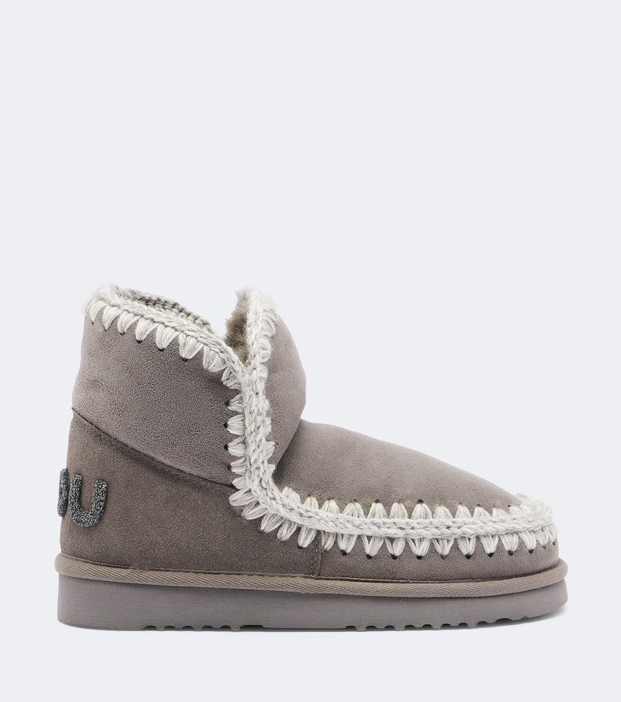 Grey Mou 18 shearling-lined suede ankle boots - Flat Boots