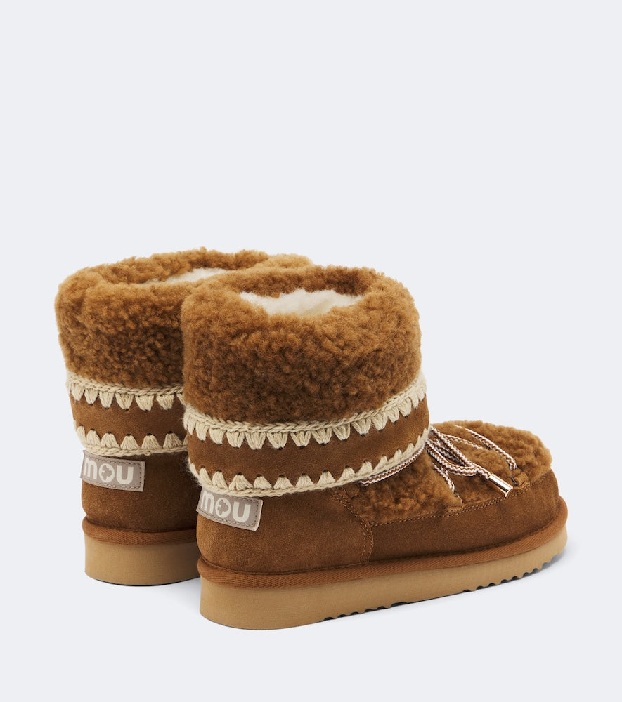 Mou 18 suede-trimmed shearling ankle boots (Brown) - Flat Boots