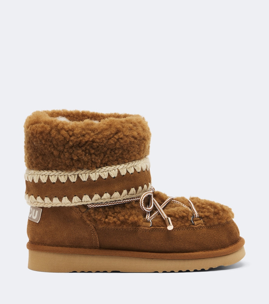 Mou 18 suede-trimmed shearling ankle boots (Brown) - Flat Boots