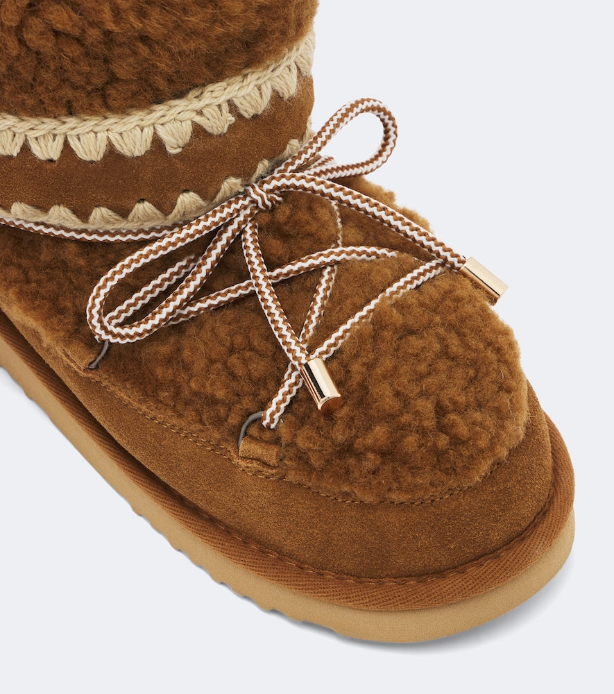 Mou 18 suede-trimmed shearling ankle boots (Brown) - Flat Boots