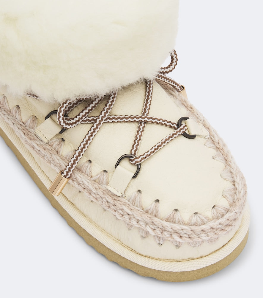Mou 24 shearling-lined leather ankle boots - White Flat Boots