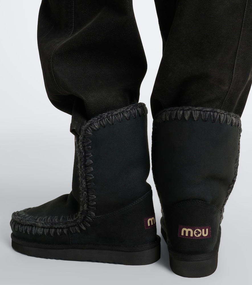 Mou 24 shearling-lined suede mid-calf boots in Black - Flat Boots