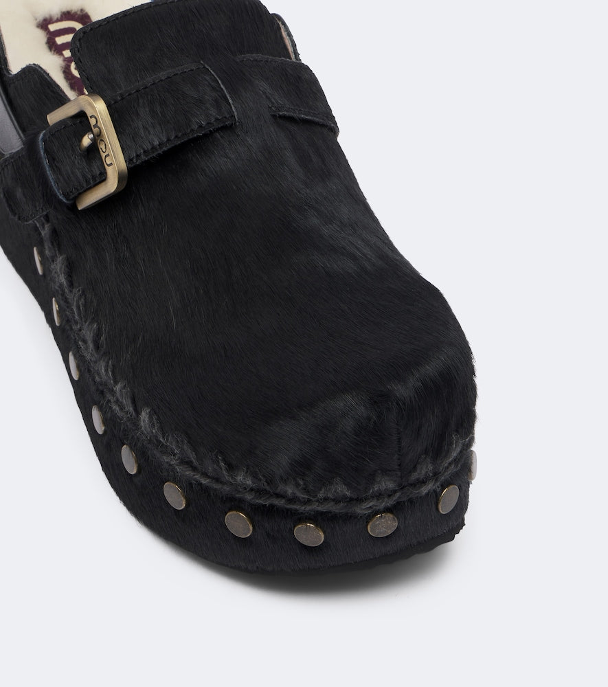 Mou Shearling-lined calf hair clogs in Black - Mid Heel Pumps