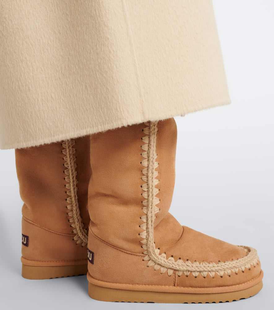 Mou Shearling-lined suede knee-high boots (Brown) - Flat Boots