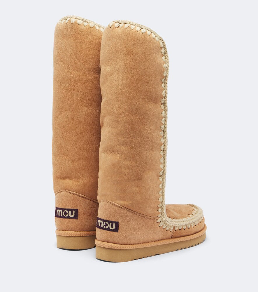 Mou Shearling-lined suede knee-high boots (Brown) - Flat Boots