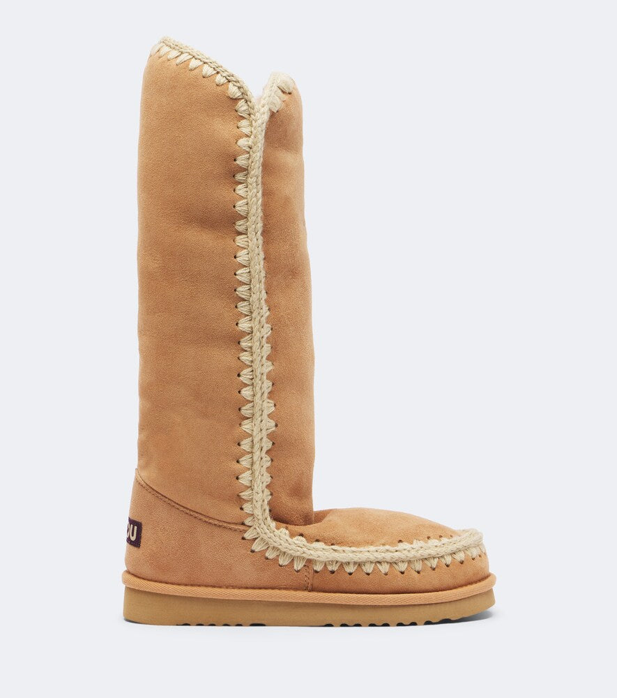 Mou Shearling-lined suede knee-high boots (Brown) - Flat Boots
