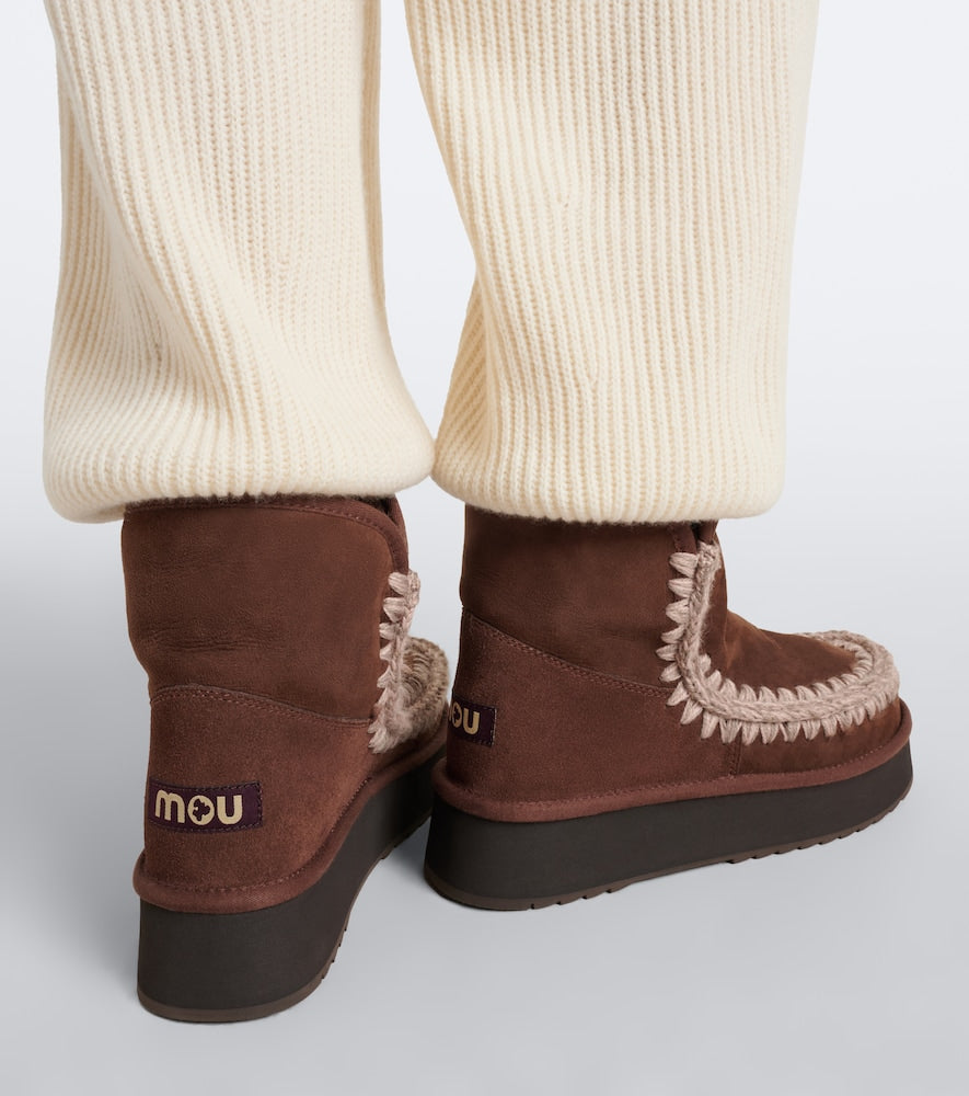 Mou Suede platform ankle boots - Brown Flat Boots