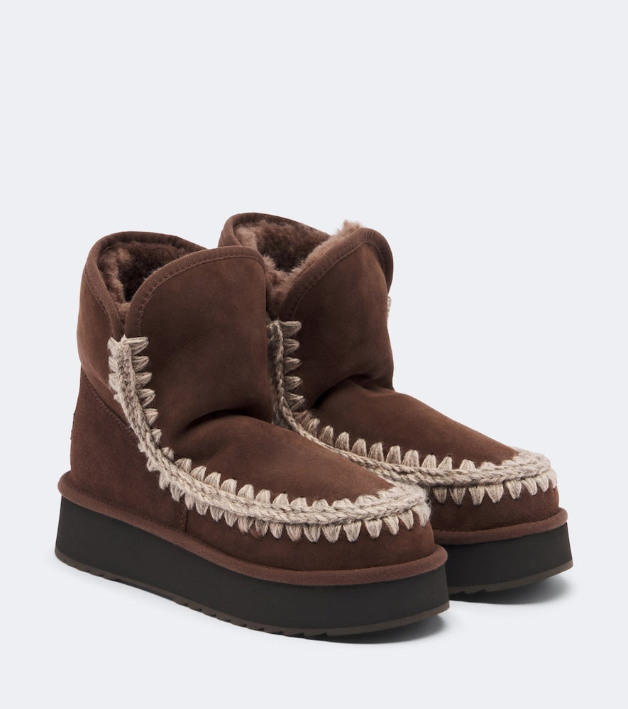 Mou Suede platform ankle boots - Brown Flat Boots