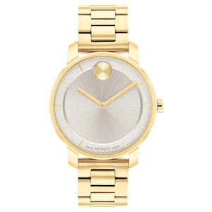 Movado BOLD Access Warm Grey Dial Gold Ion-Plated Stainless Steel Watch 34mm - 3601080