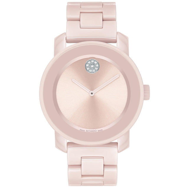Movado BOLD Crystal Accent and Blush Ceramic Bracelet Watch | 36.3mm | 3600804