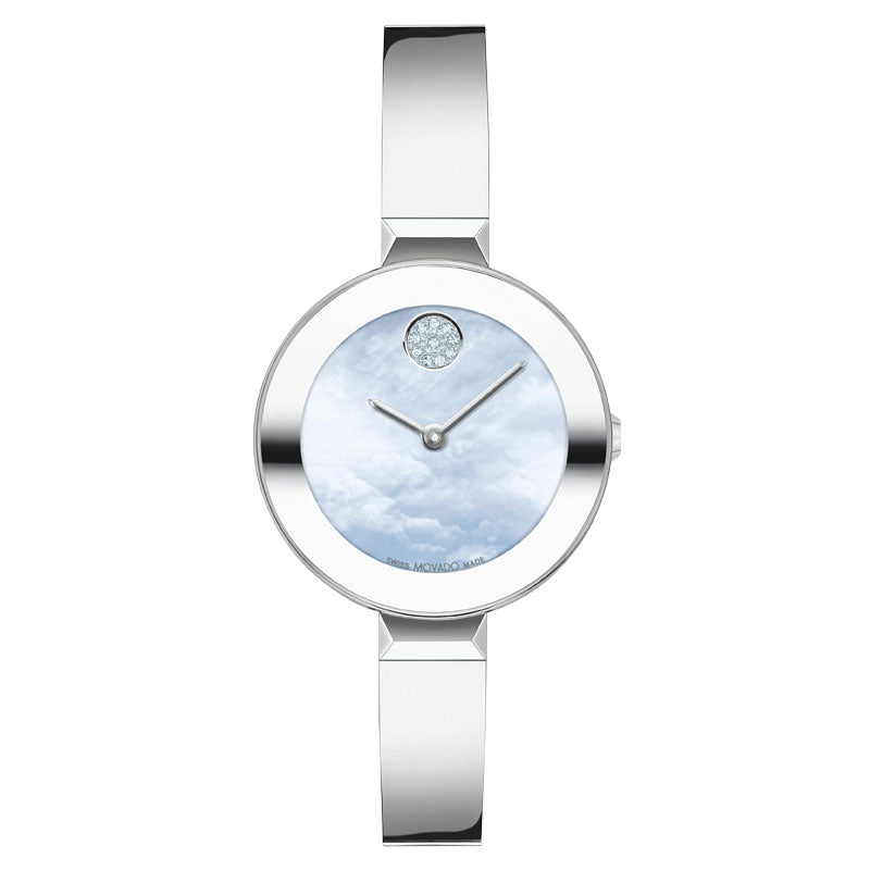 Movado BOLD Crystal Accent and Stainless Steel Bangle Bracelet Watch | 28mm | 3600937