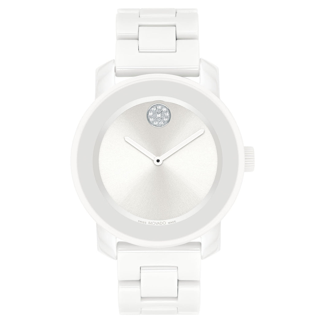 Movado BOLD Crystal Accent and White Ceramic Bracelet Watch | 36.3mm | 3600802