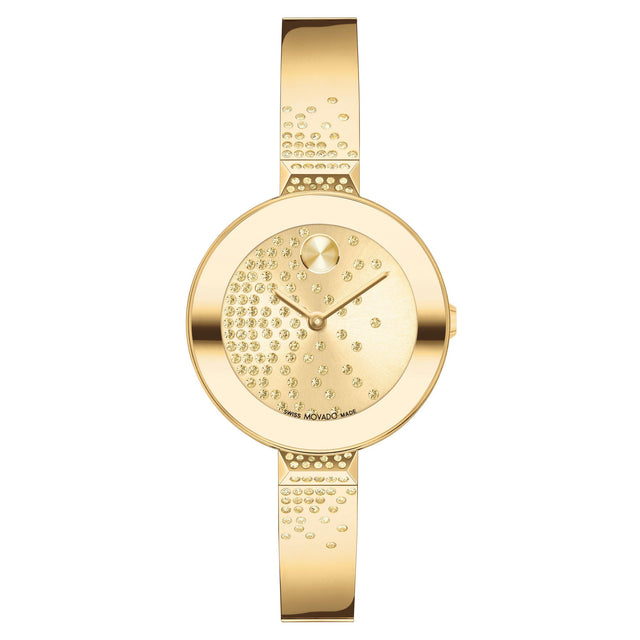 Movado BOLD Crystal Accents and Yellow Gold Ion-Plated Bangle Bracelet Watch | 28mm | 3600926