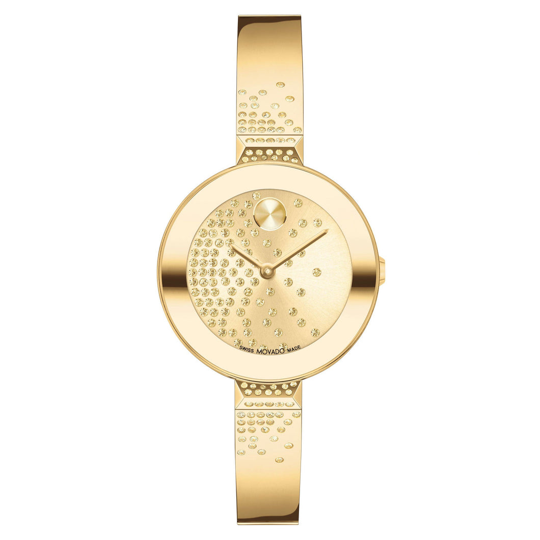 Movado BOLD Crystal Accents and Yellow Gold Ion-Plated Bangle Bracelet Watch | 28mm | 3600926