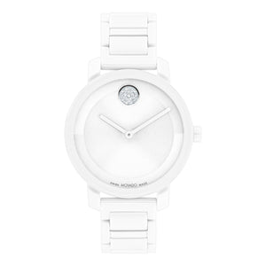Movado BOLD Evolution 2.0 Crystal Accent White Dial and White Ceramic Bracelet Watch 34mm - 3601233
