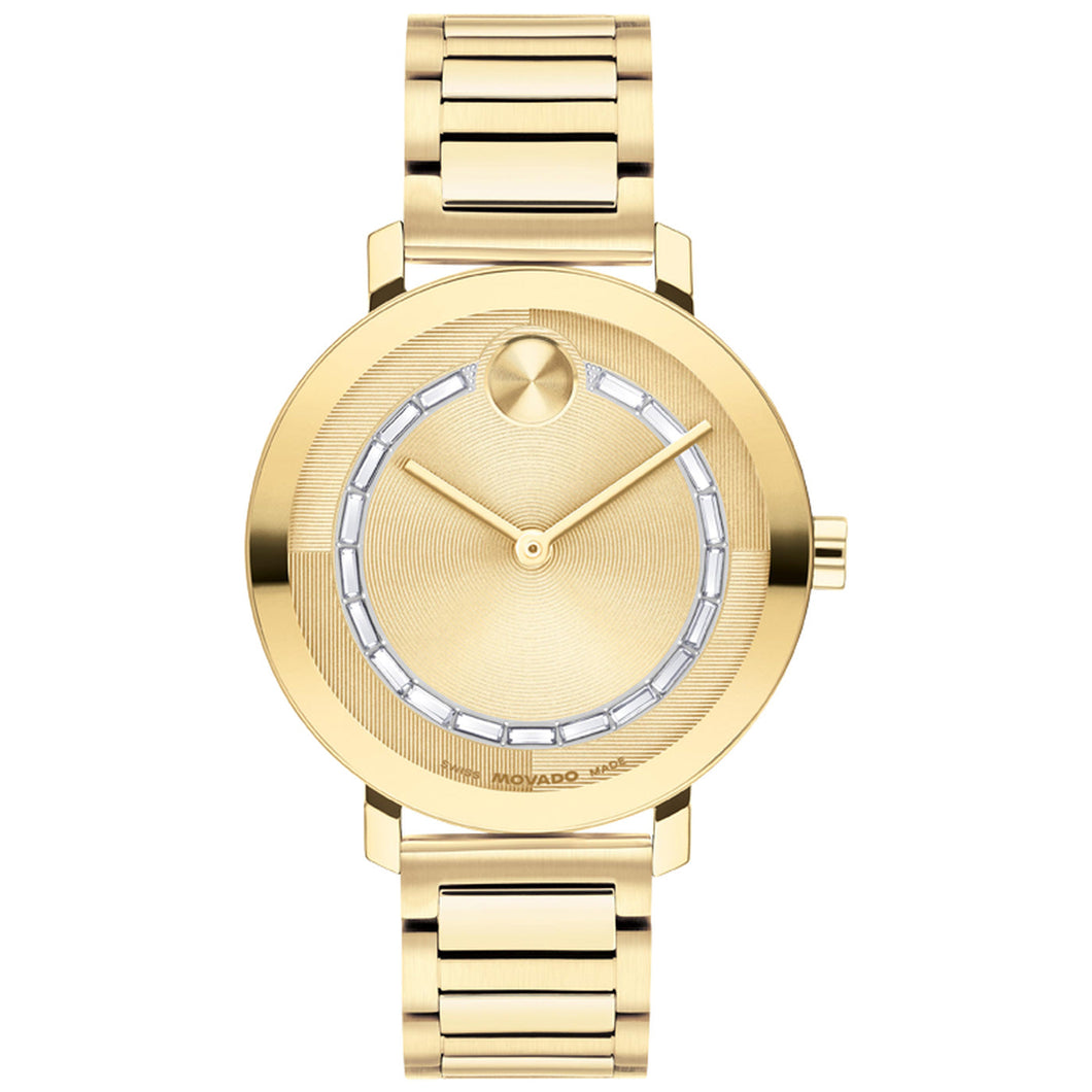 Movado BOLD Evolution 2.0 Gold Dial Gold-Tone Stainless Steel Bracelet Watch 34mm - 3601218