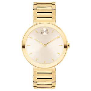 Movado BOLD Horizon Chalk Dial Pale Yellow Gold-Tone Stainless Steel Watch | 34mm | 3601088