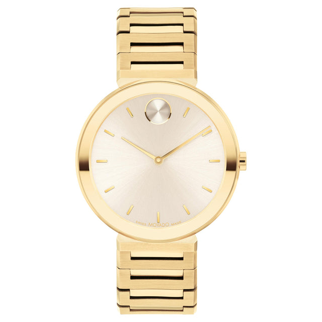 Movado BOLD Horizon Chalk Dial Pale Yellow Gold-Tone Stainless Steel Watch | 34mm | 3601088