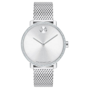 Movado BOLD Shimmer Crystal Bezel and Stainless Steel Mesh Bracelet Watch | 34mm | 3600840