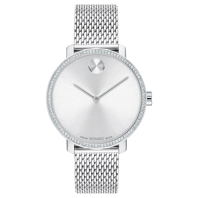 Movado BOLD Shimmer Crystal Bezel and Stainless Steel Mesh Bracelet Watch | 34mm | 3600840