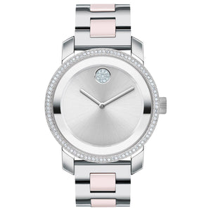Movado BOLD Two-Tone Blush Pink Ceramic and Stainless Steel Watch | 36mm | 3600881