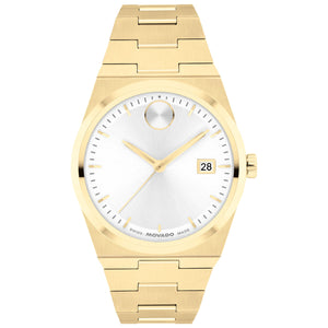 Movado Bold Quest White Dial Gold-Tone Stainless Steel Bracelet Watch 35mm - 3601187