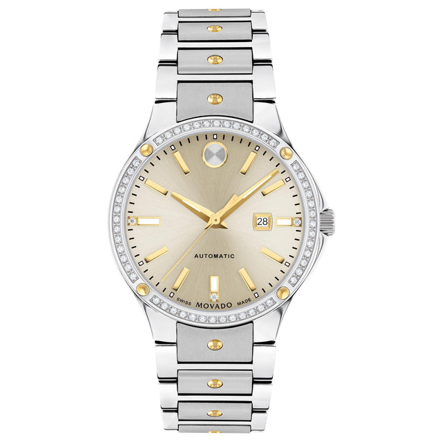 Movado SE Automatic Diamond Bezel Champagne Dial Two-Tone Watch | 33mm | 0607683