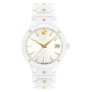 Movado SE White Ceramic and Yellow Gold PVD Bracelet Watch | 33mm | 0607740