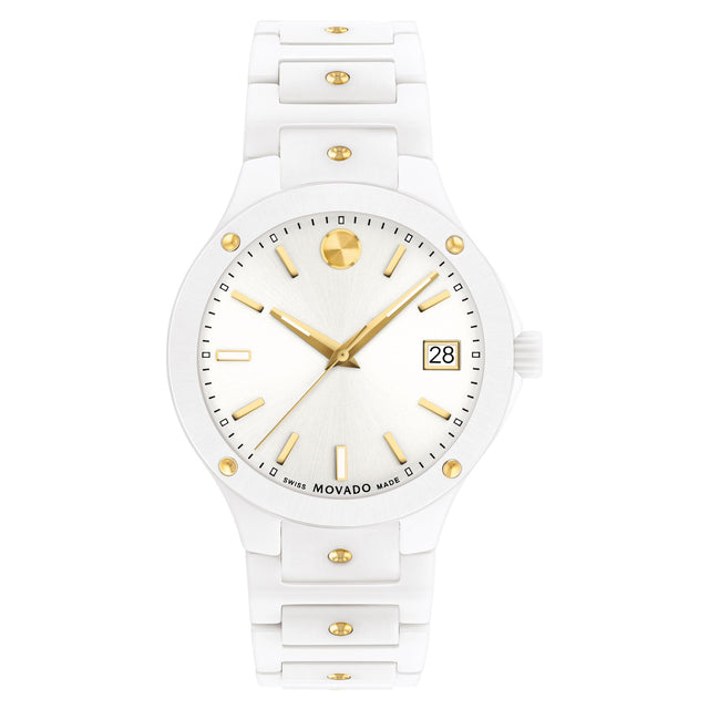 Movado SE White Ceramic and Yellow Gold PVD Bracelet Watch | 33mm | 0607740
