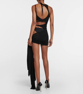 Mugler Asymmetric cutout crêpe beach dress