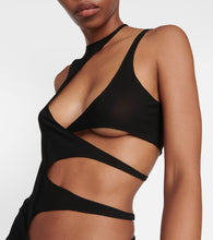 Mugler Asymmetric cutout crêpe beach dress