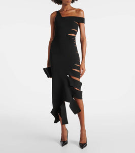 Mugler Asymmetric cutout midi dress