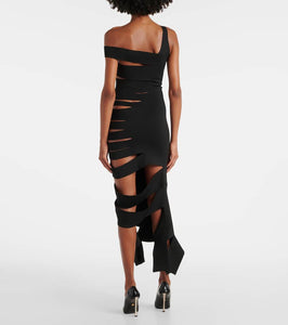 Mugler Asymmetric cutout midi dress