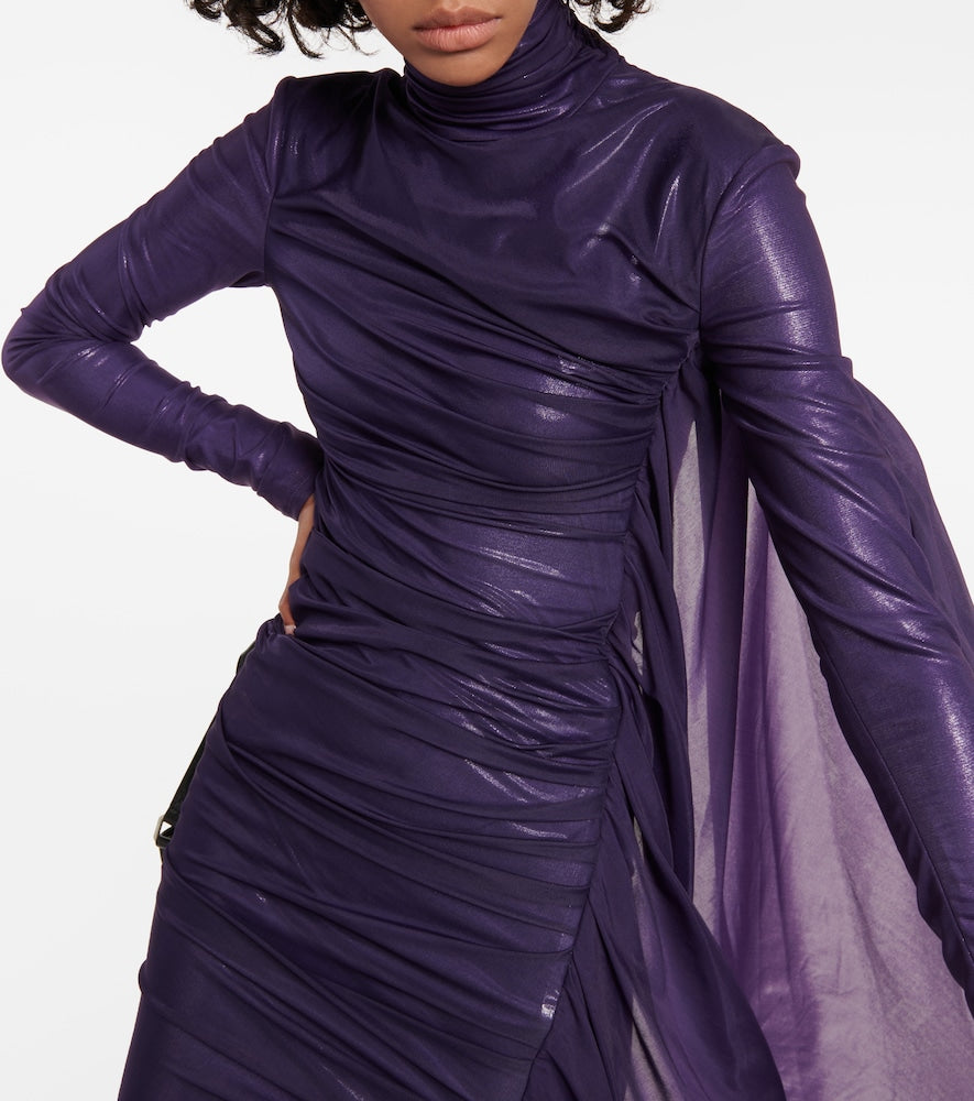Mugler Asymmetric draped chiffon minidress