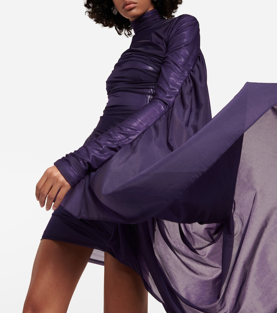 Mugler Asymmetric draped chiffon minidress
