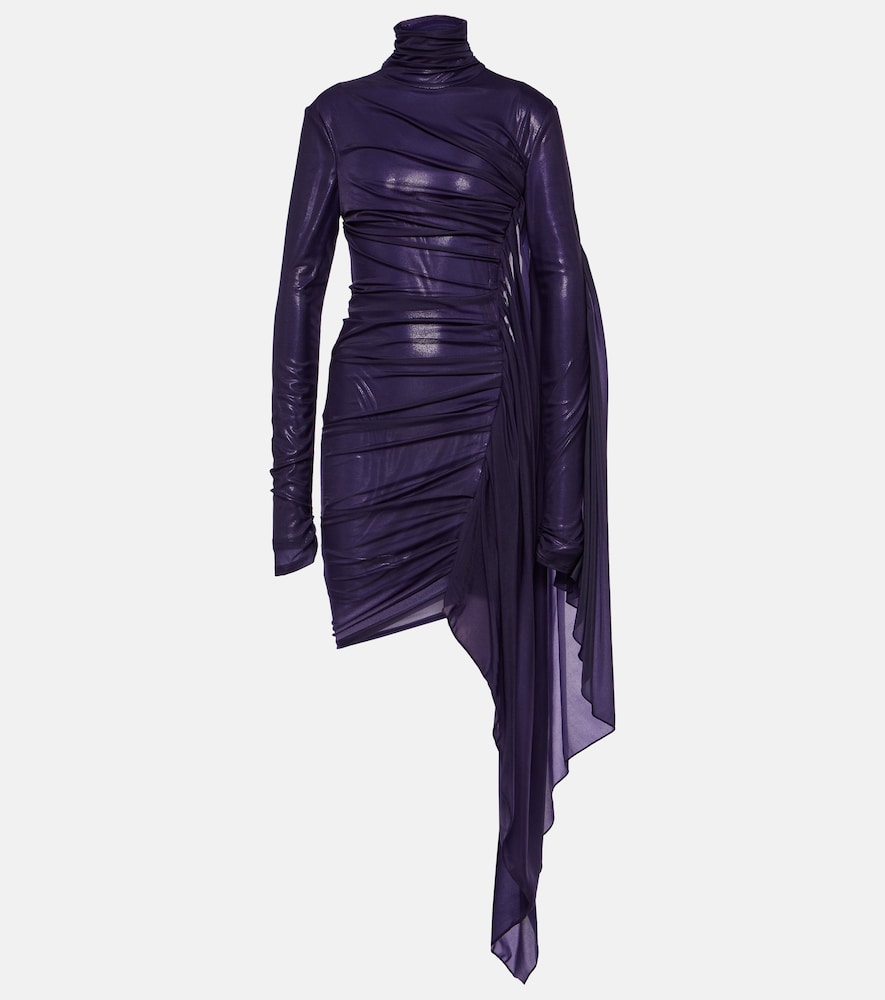 Mugler Asymmetric draped chiffon minidress. Mugler 不对称垂褶雪纺迷你连衣裙