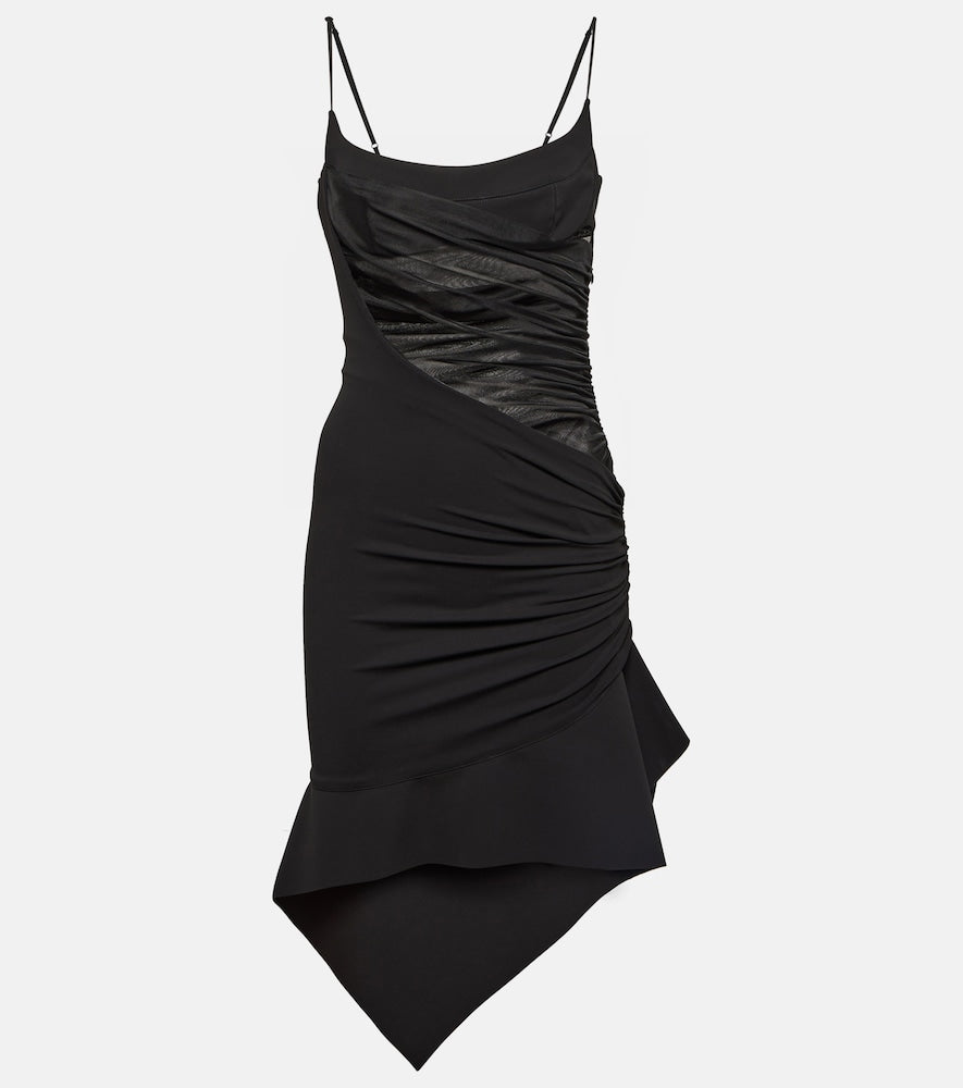 Mugler Asymmetric gathered minidress. Mugler 不对称褶皱迷你连衣裙