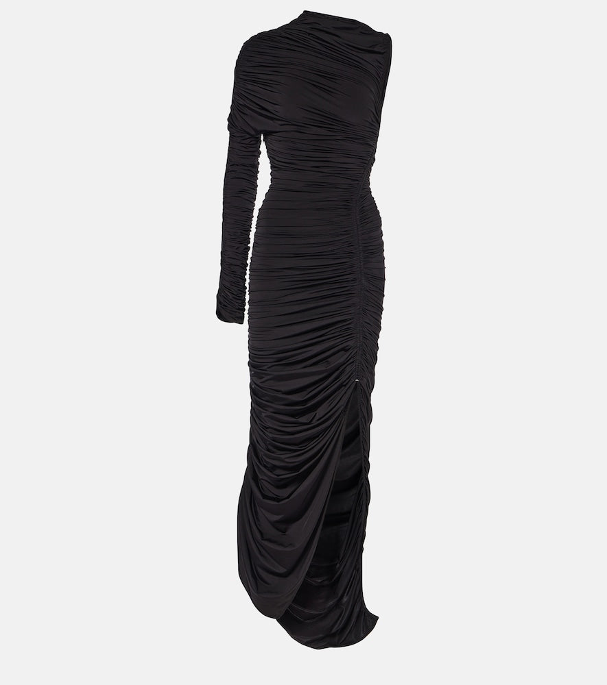 Mugler Asymmetric ruched midi dress. Mugler 不对称褶皱中长连衣裙