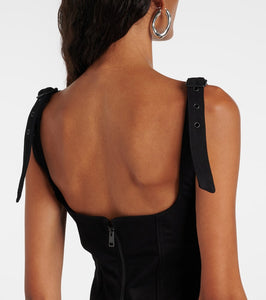 Mugler Buckle-detail denim midi dress