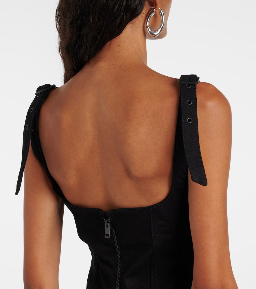 Mugler Buckle-detail denim midi dress