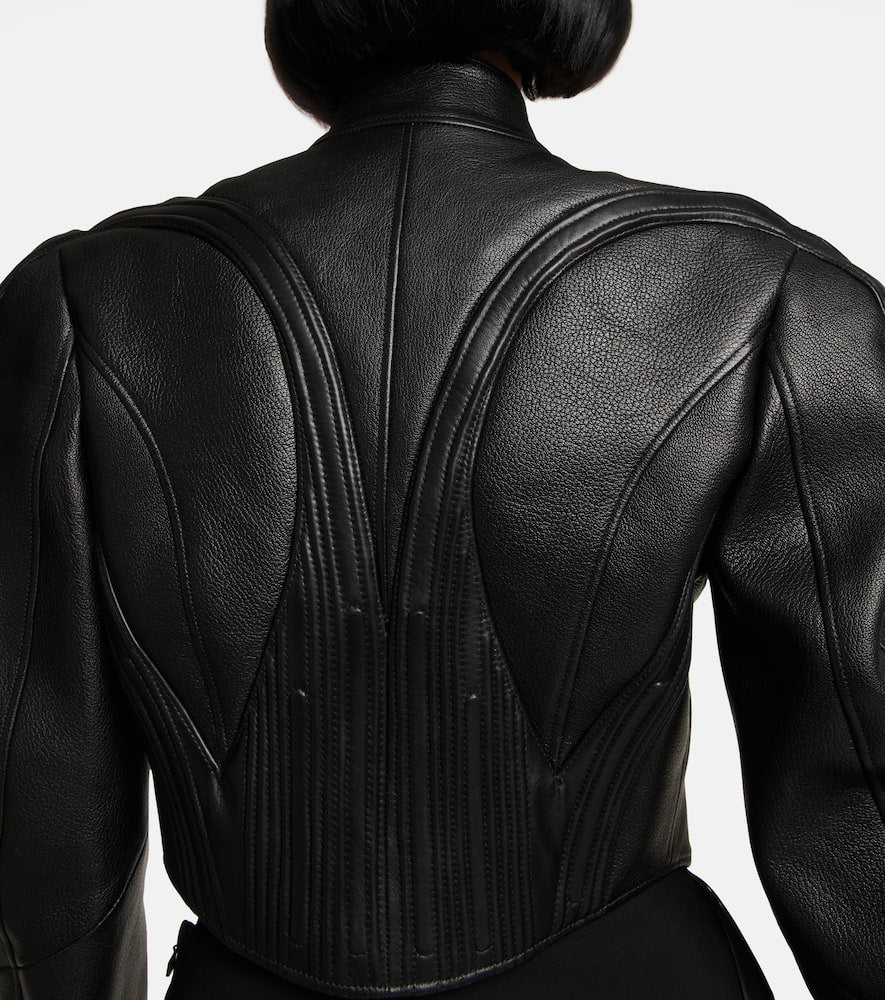 Mugler Cropped leather jacket