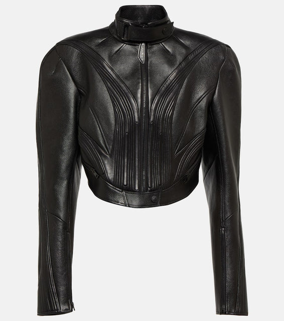 Mugler Cropped leather jacket