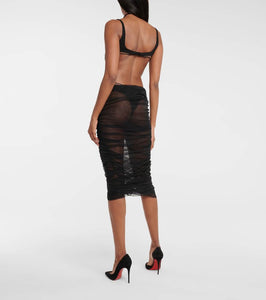 Mugler Cutout stretch-jersey midi dress