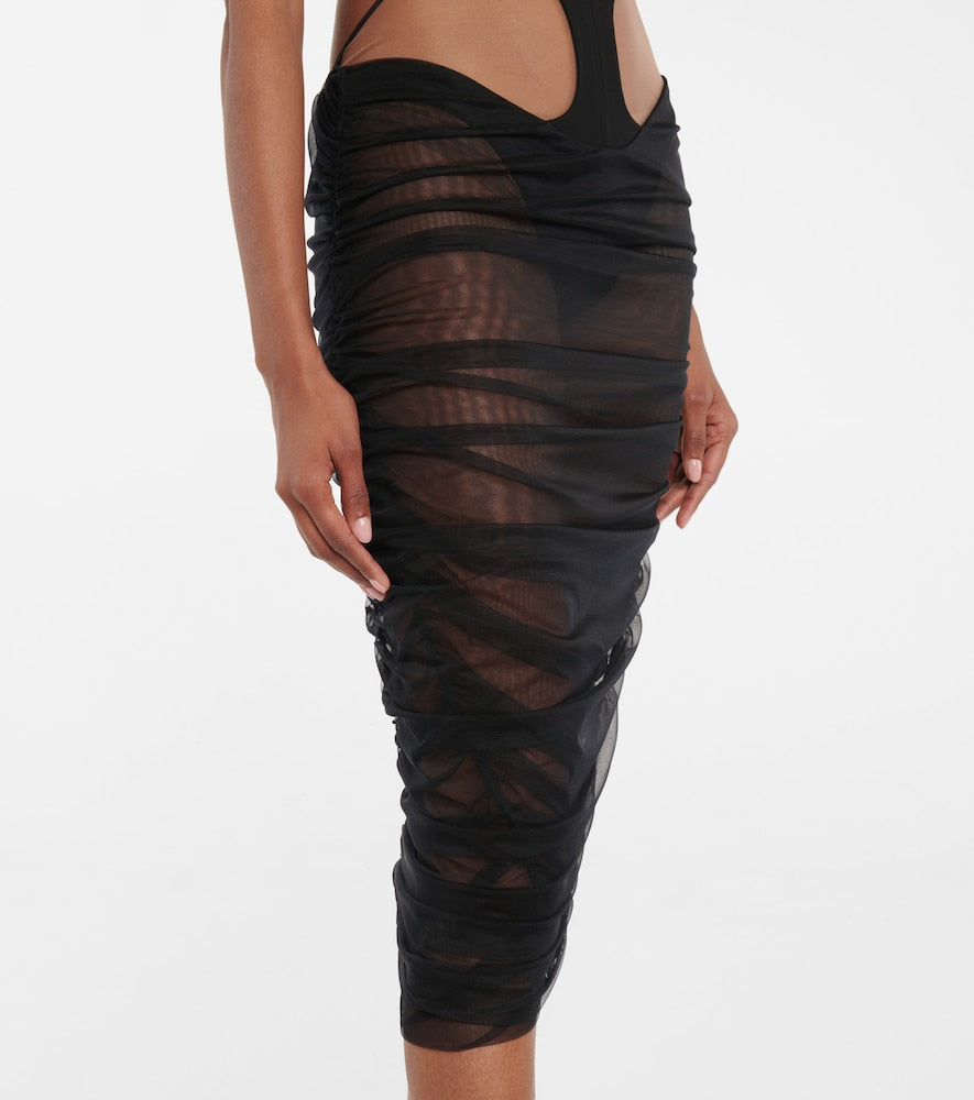 Mugler Cutout stretch-jersey midi dress
