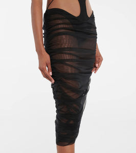 Mugler Cutout stretch-jersey midi dress