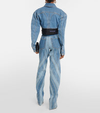 Mugler Denim-paneled cropped jacket