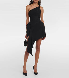 Mugler Draped asymmetric minidress