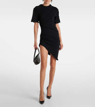 Mugler Draped cotton-blend jersey minidress