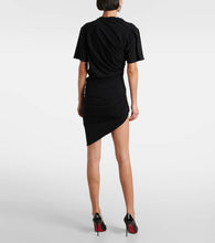 Mugler Draped cotton-blend jersey minidress